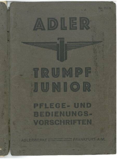 Instruktionsbog til en Adler Trumpf