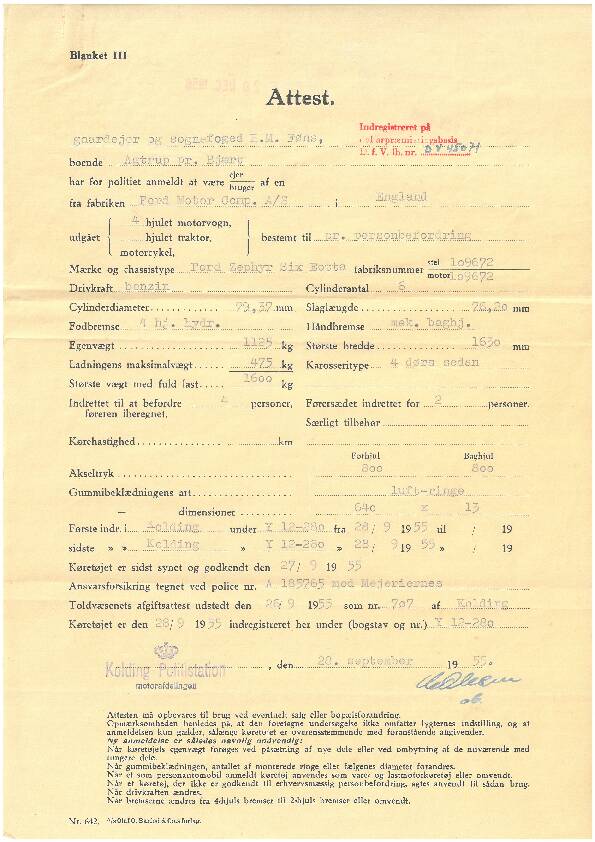 Bilens papirer - Sognefogedens Ford Zephyr Six