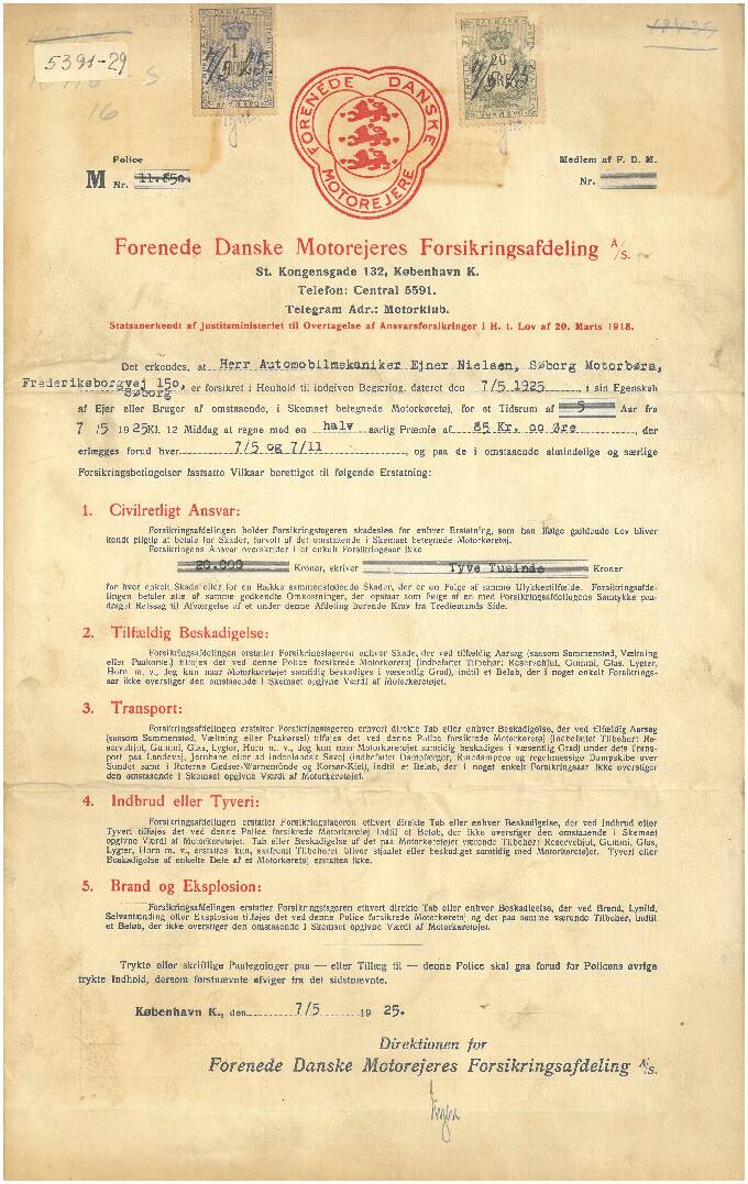 FDM Forsikring 1925