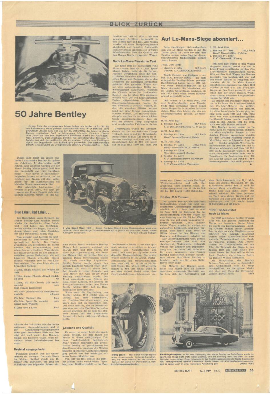 50 jahre Bentley avisudklip