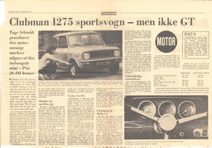 Tage Schmidt prøvekører en Clubman 1275